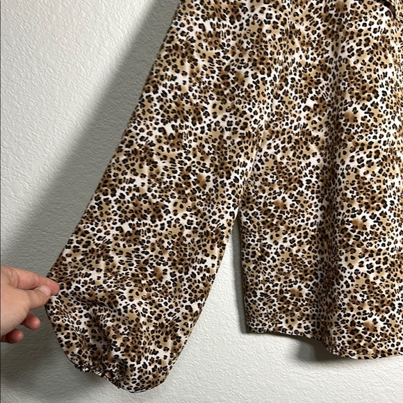 Topshop Blouse Size 8 Animal Print Ruffle Yoke Blouse - Picture 5 of 10